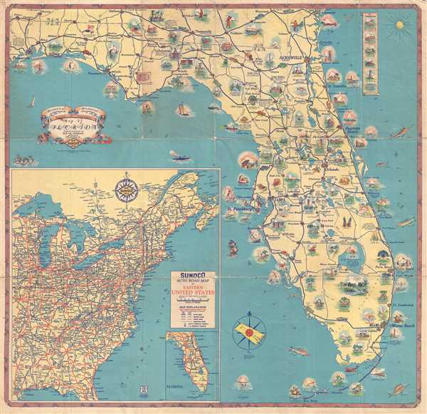Historical Pictorial Points of Interest Map of Florida. - Main View