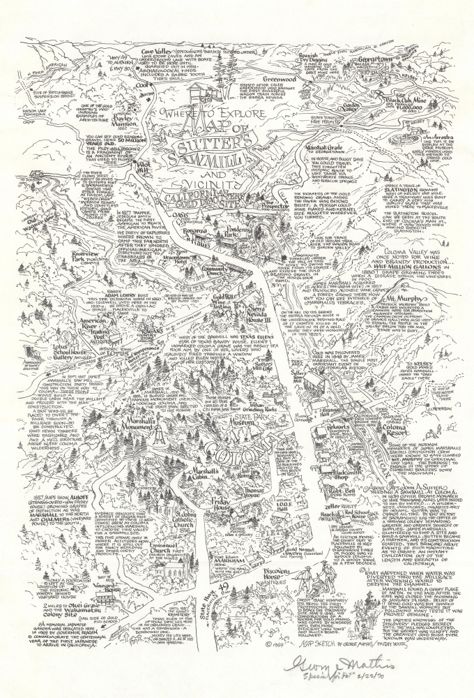 Where to Explore Map of Sutter's Sawmill and Vicinity. California's Gold Discovery Site. - Main View