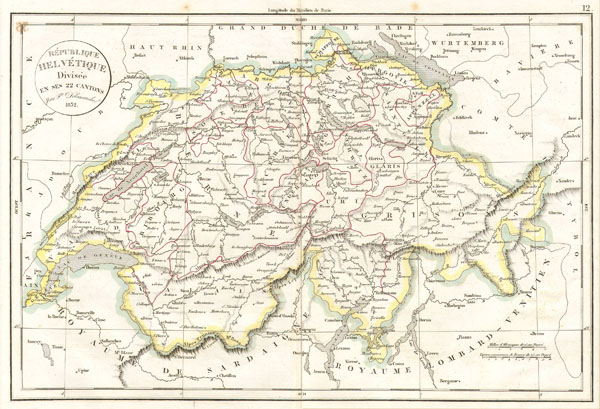 1832 Delamarche Map of Switzerland