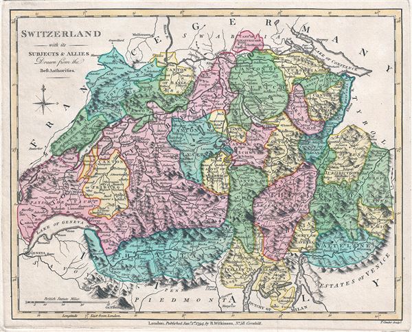 1794 Wilkinson Map of Switzerland