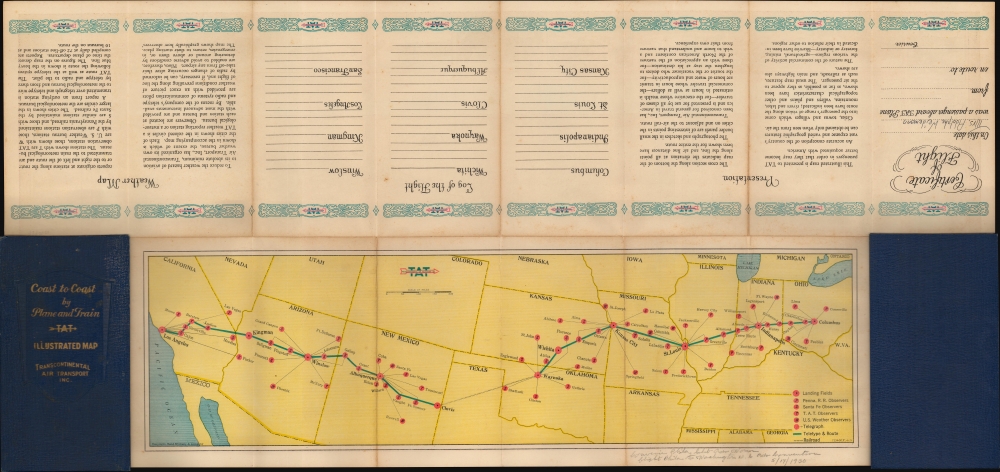 Illustrated Map of the Route of Transcontinental Air Transport, Inc. - Alternate View 2