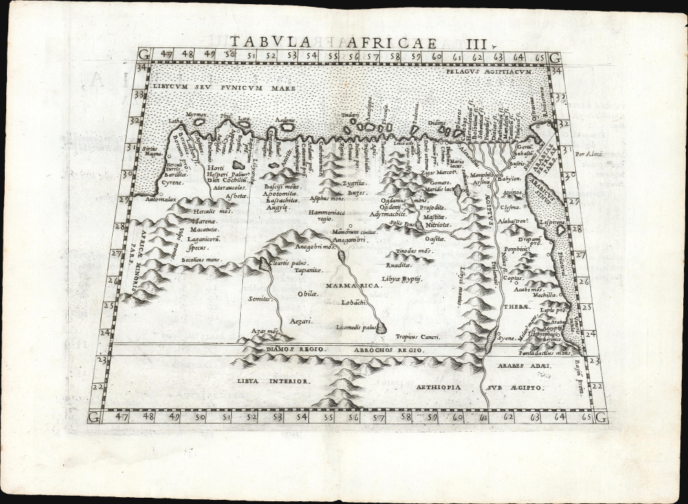 1561 Ruscelli / Ptolemy Map of Egypt and Libya