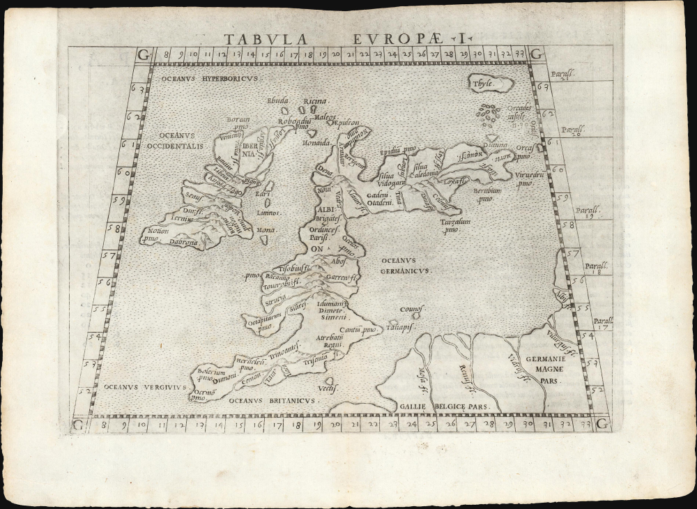 1561 Ruscelli/ Ptolemy Map of the British Isles