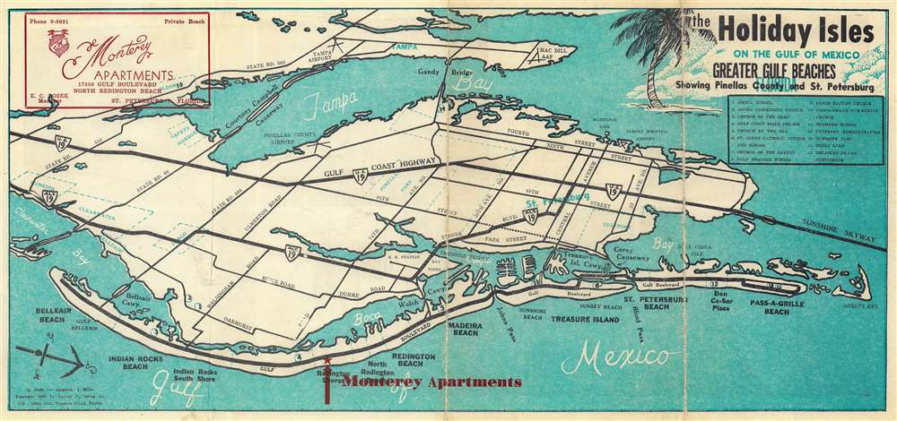 The Holiday Isles on the Gulf of Mexico Greater Gulf Beaches Showing Pinellas County and St. Petersburg. - Main View