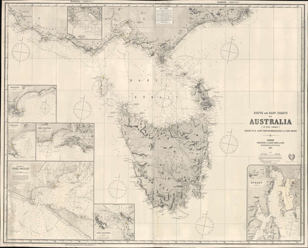 South and East Coasts of Australia [In Five Charts] Chart No. 2, Cape Northumberland to Cape Howe. - Main View