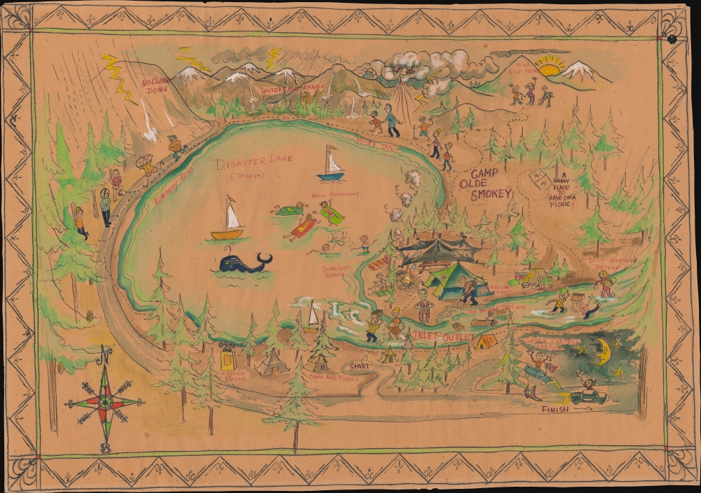 1950 Manuscript Pictorial Map of Tenaya Lake, Yosemite National Park