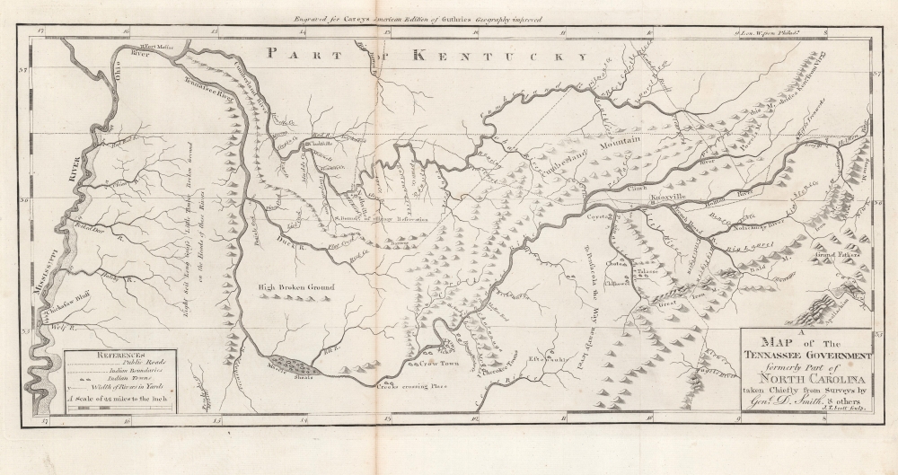 A Map of The Tennassee Government formerly Part of North Carolina taken Chiefly from Surveys by Genl. D. Smith and others. - Main View