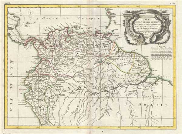 Carte de La Terre Ferme, de la Guyane et du Pays des Amazones. - Main View