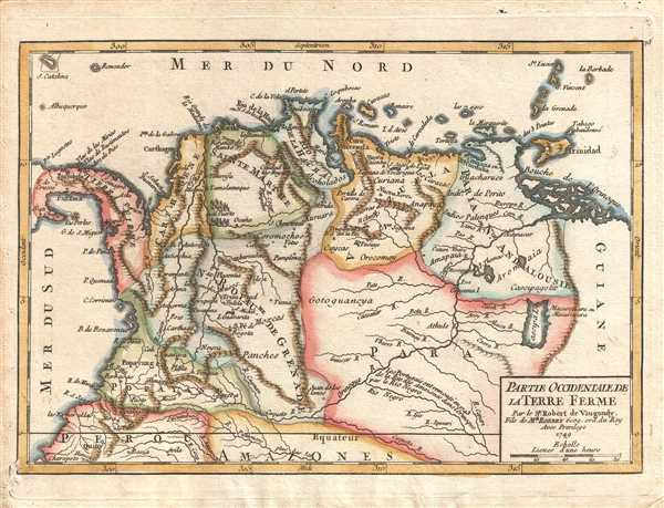 Partie Occidentale de la Terre Ferme. Par le Sr. Robert de Vaugondy, Fils de Mr. Robert Geog. ord. du Roy. - Main View