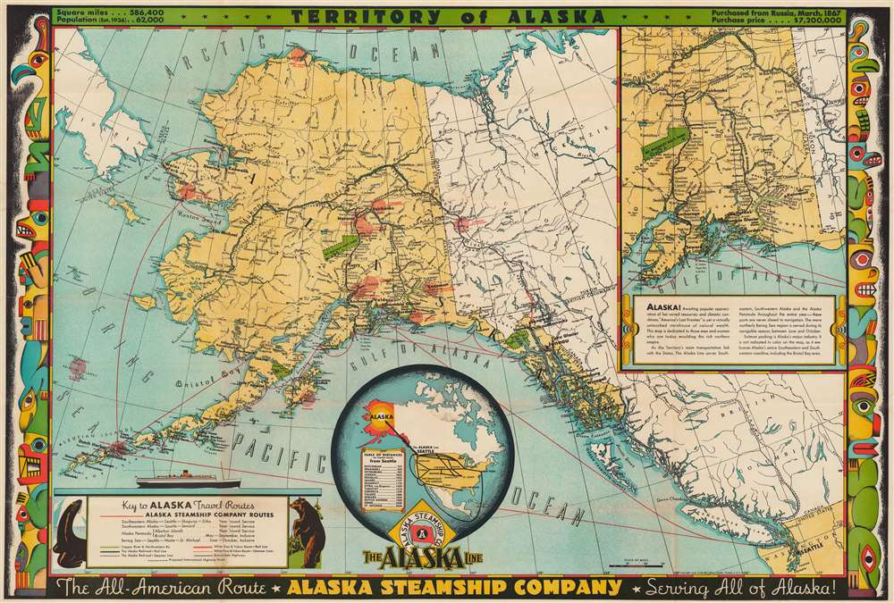 Territory of Alaska. The All-American Route - Alaska Steamship Company - Serving All of Alaska! - Main View