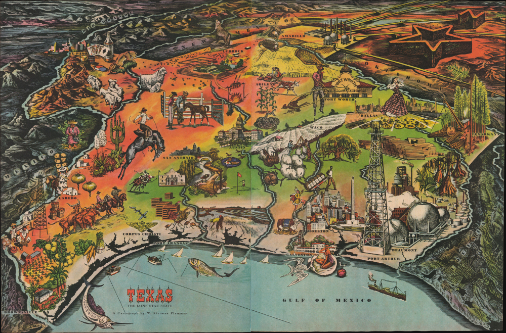 1950 Plummer Pictorial View of Texas