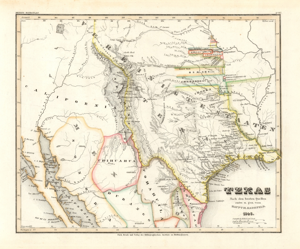 Texas nach den besten Quellen entw. u. gez. vom Hauptm. Radefeld. - Main View