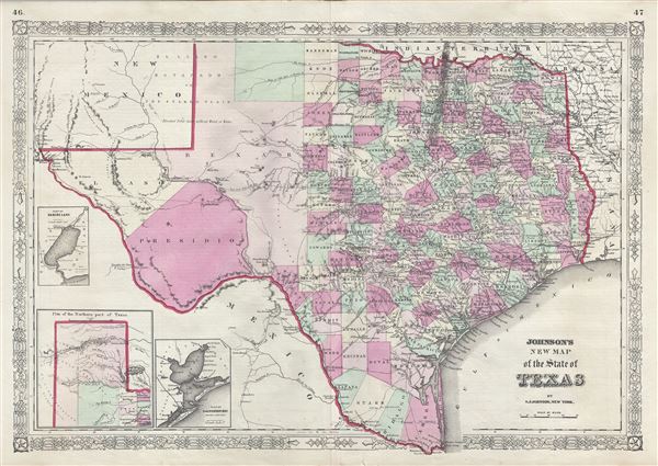 1866 Johnson Map of Texas