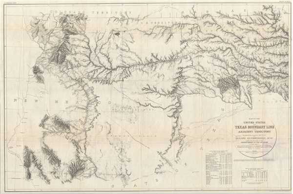 Map of the United States and Texas Boundary Line and Adjacent Territory. - Main View