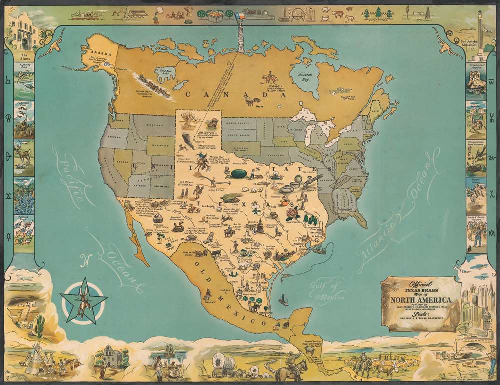 Official Texas Brags Map of North America. - Main View