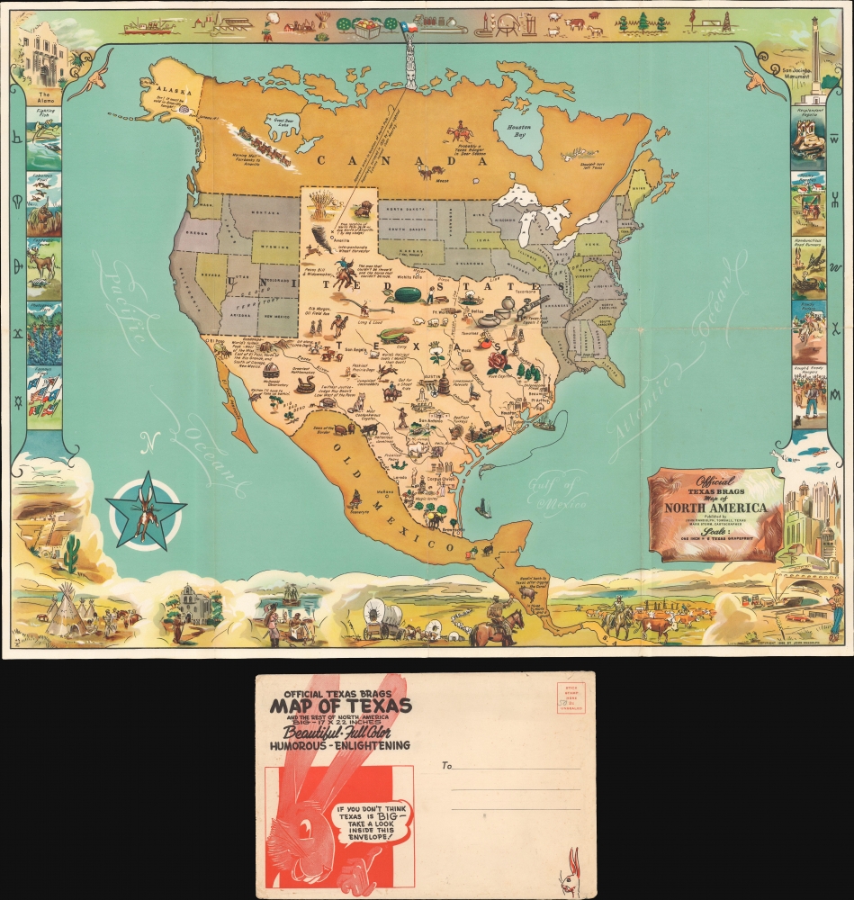 Official Texas Brags Map of North America. - Main View