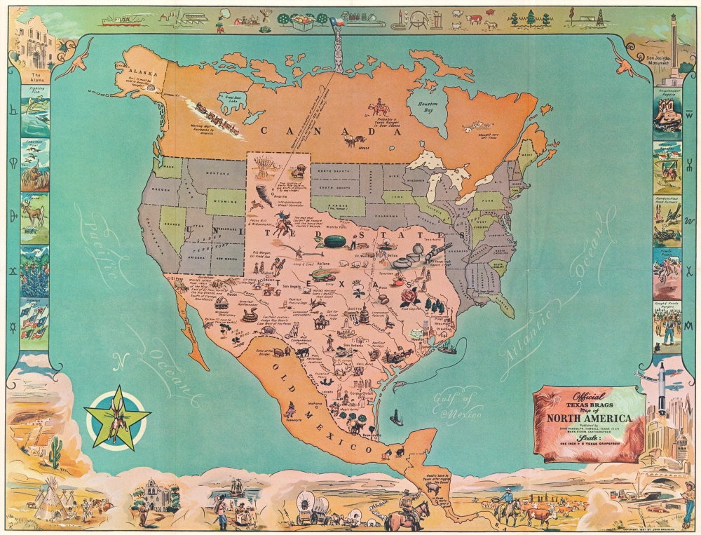 Official Texas Brags Map of North America. - Main View