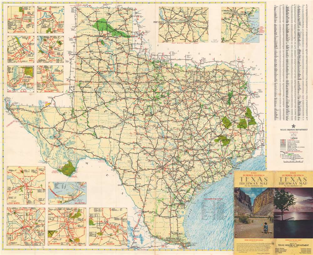 Texas Highway Map. 1941 Summer Edition. - Main View