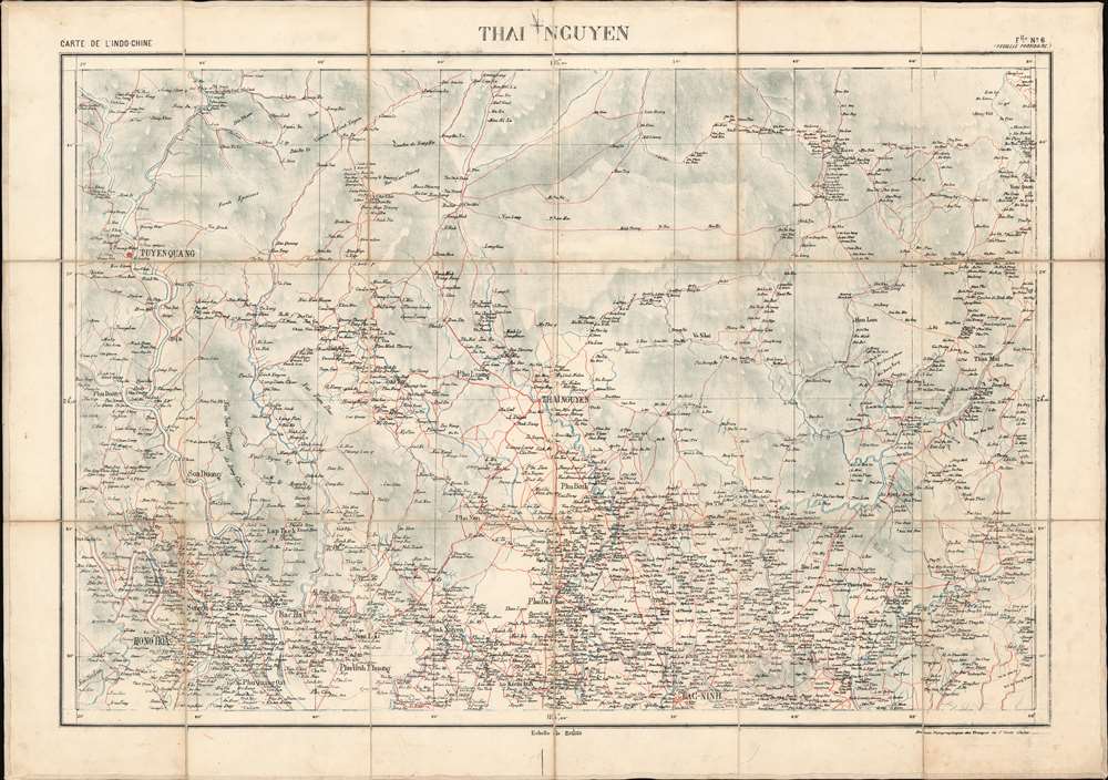 1895 Bureau Topographique Map of Thai Nguyen, Vietnam