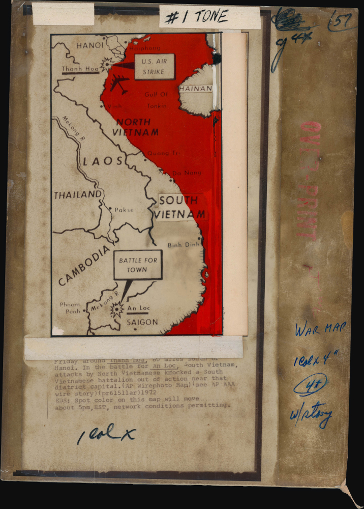 1972 Associated Press Wirephoto Map, Vietnam War