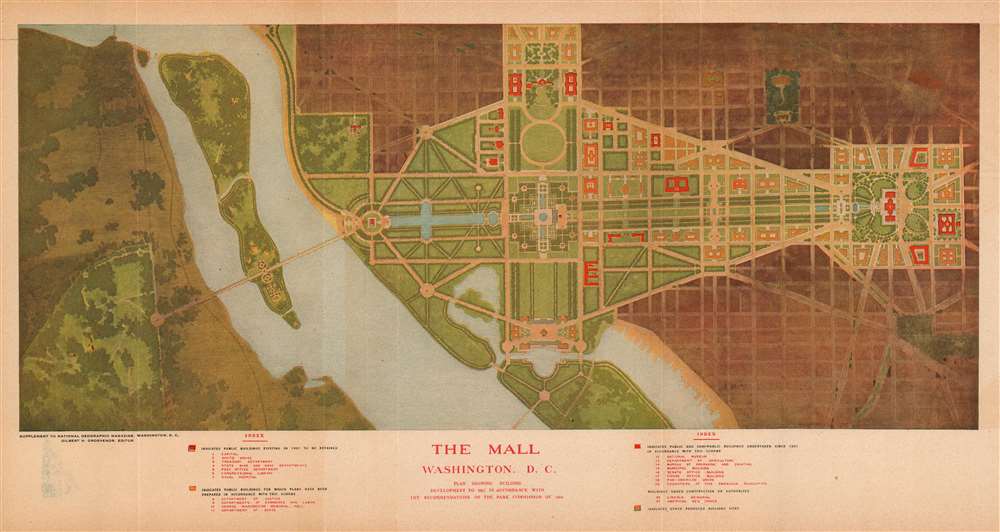 The Mall. Washington D.C. Plan Showing Building Development to 1915 in Accordance with the Recommendations of the Park Commission of 1901. - Main View