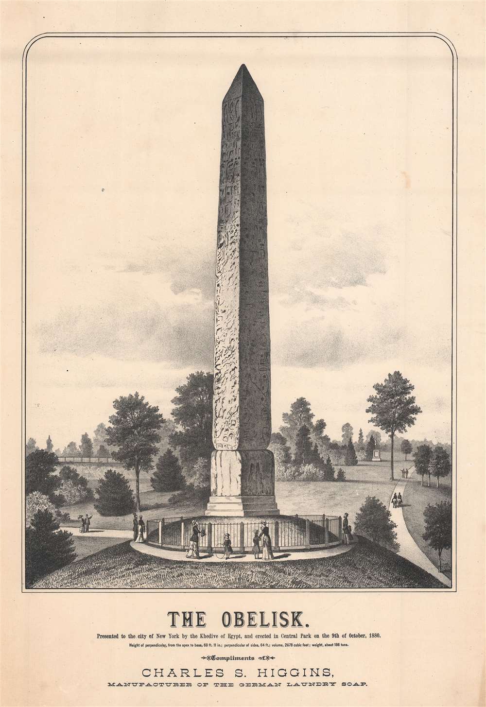 The Obelisk. Presented to the city of New York by the Khedive of Egypt, and erected in Central Park on the 9th of October, 1880. - Main View