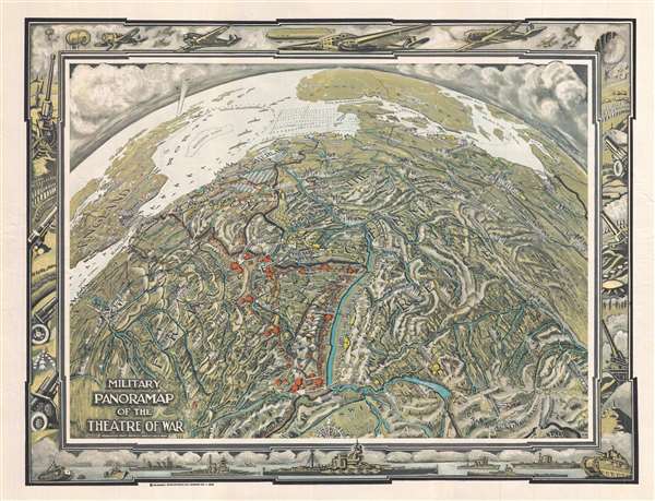 The Military Panoramap of the Theatre of War. Observation Point 200 Miles Directly Above Bern. - Main View