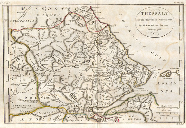 Bocage's Map of Thessaly in Ancient Greece (the home of Achilles. - Main View