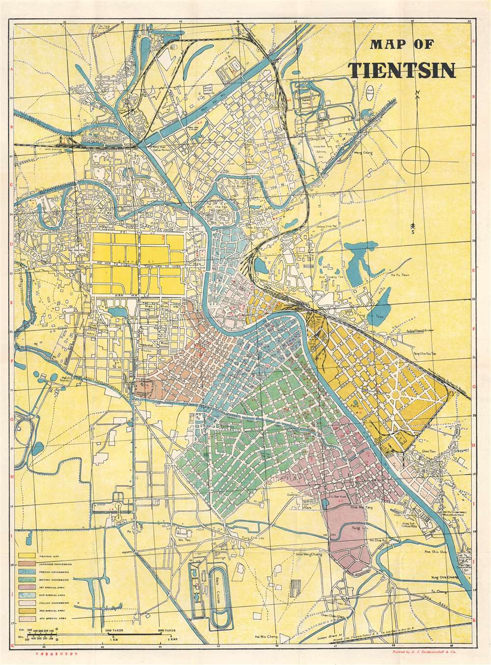 Map of Tientsin. City, Special Areas, Concessions, with Administrative, Business, and Social places and Revised Street Directory. - Main View