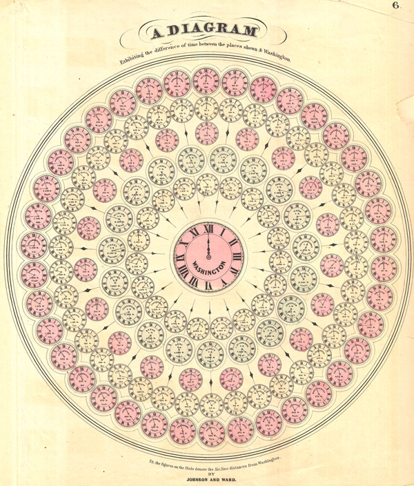 A Diagram Exhibiting the differences of time between the places shown & Washington - Main View