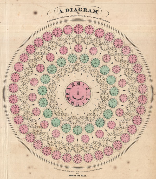 A Diagram Exhibiting the difference of time between the places shown & Washington. - Main View