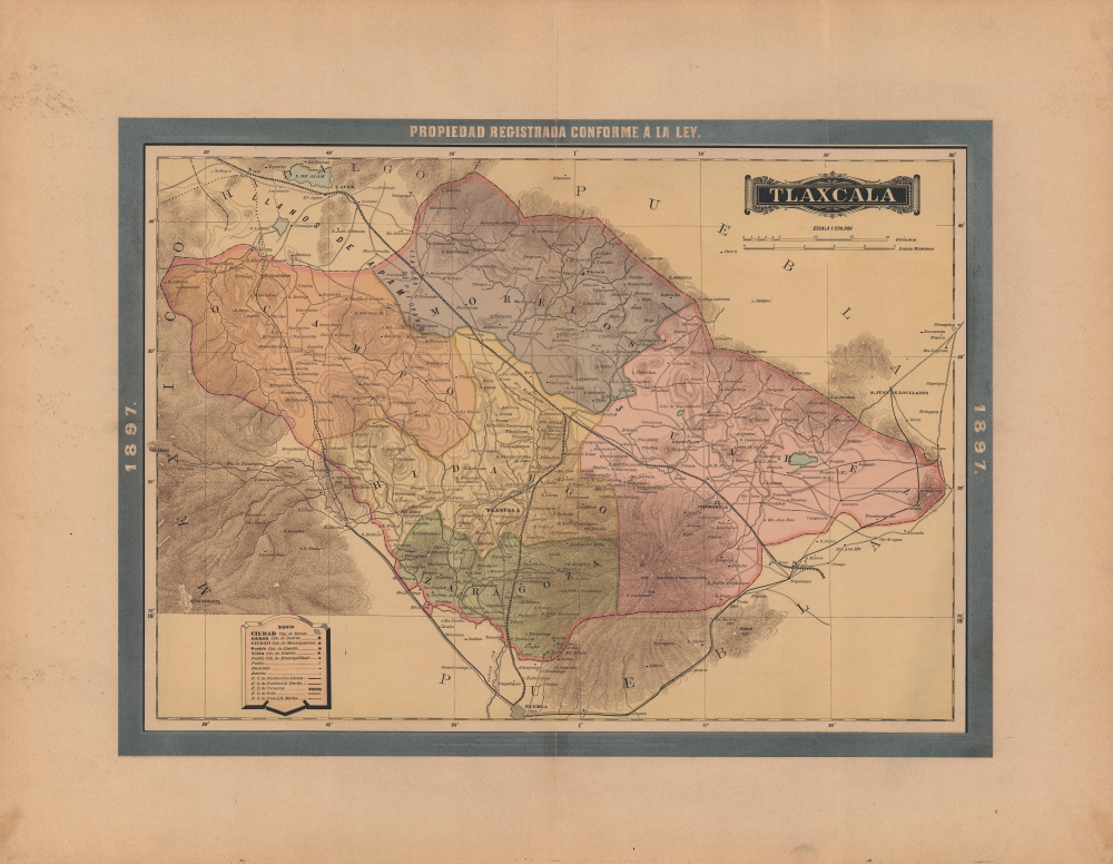 1897 Garcia Cubas Map of Tlaxcala