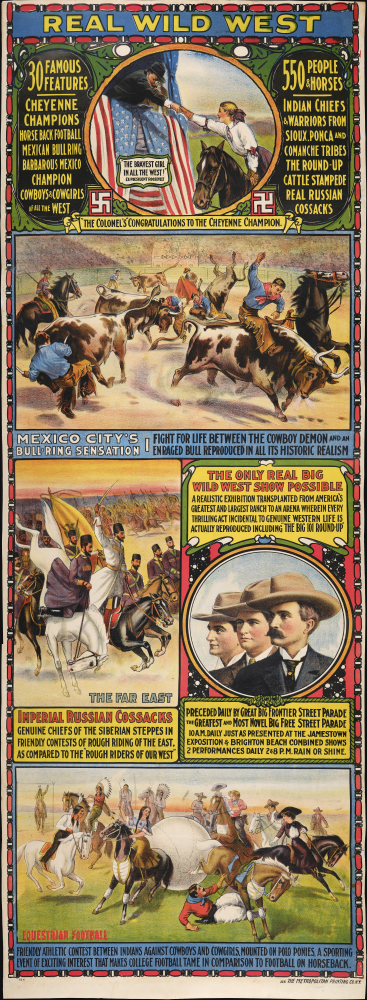 1915 Metropolitan Printing Co. Promotional Broadside for Tompkins Wild West Show