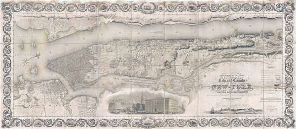 Topographical Map of the City and County of New-York, and the adjacent Country: With Views in the border of the principal Buildings and interesting Scenery of the Island. - Main View