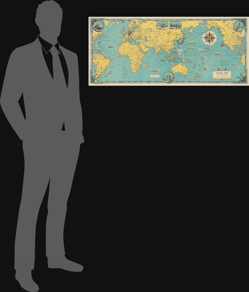Total War Battle Map. / Invasion and Total War Victory Maps with Decorations, Illustrations and Military and Naval Insignia. - Alternate View 1