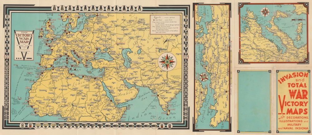 Total War Battle Map. / Invasion and Total War Victory Maps with Decorations, Illustrations and Military and Naval Insignia. - Alternate View 2