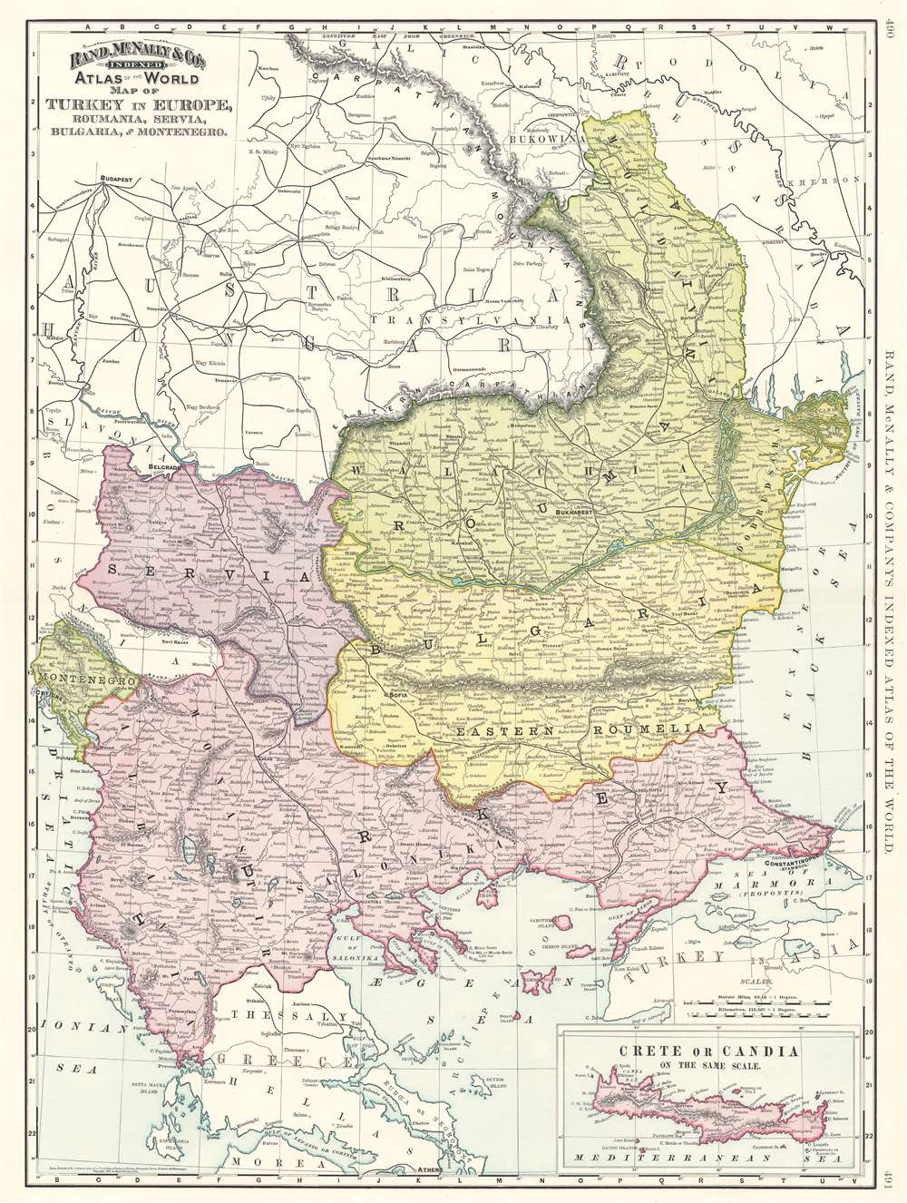 Map of Turkey in Europe, Roumania, Servia, Bulgaria and Montenegro. - Main View