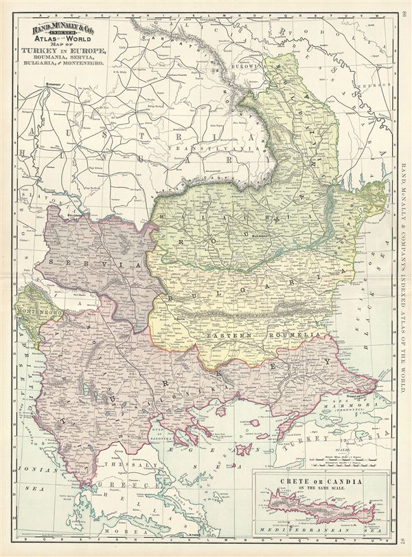 Map of Turkey in Europe, Roumania, Servia, Bulgaria and Montenegro. - Main View