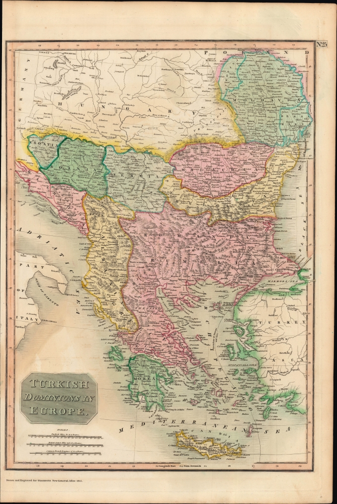 1815 Thomson Map of the Balkans, Southeastern Europe