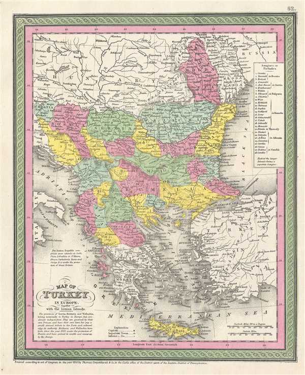 1854 Mitchell Map of Greece and the Balkans