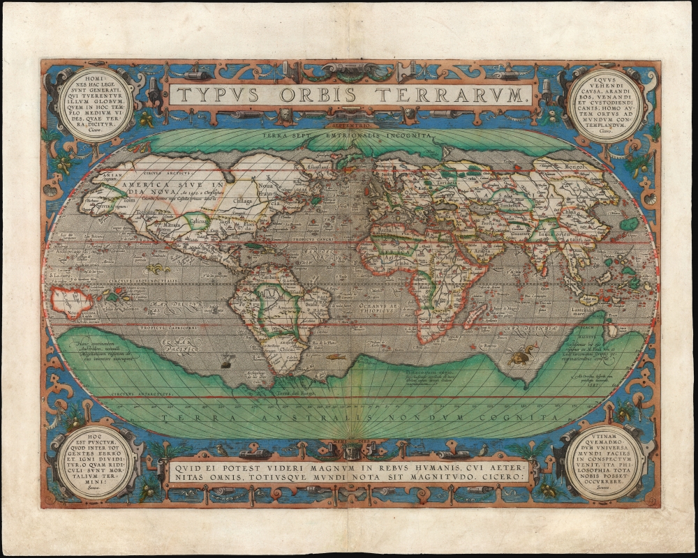 1595 Abraham Ortelius Map of the World