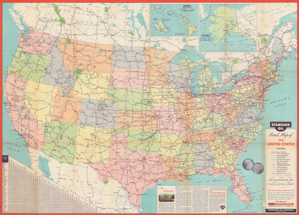 Standard Oil Road Map of the United States / Standard Oil Souvenir Map: 75 Years of Oil Progress. - Main View