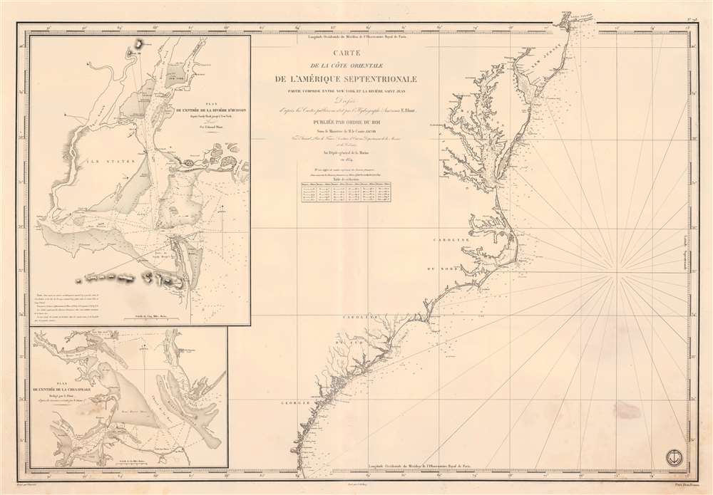 Carte de la Côte Orientale de l'Amérique Septentrionale Partie Comprise Entre New York et la Rivière Saint Jean. - Main View