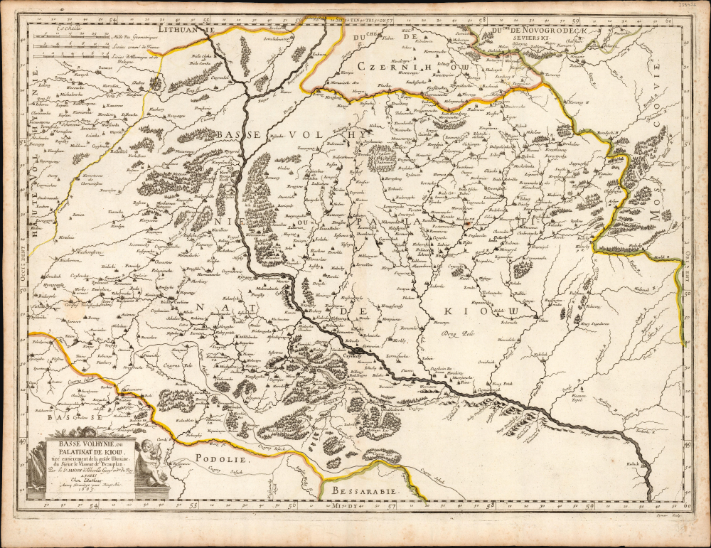 1665 Nicolas Sanson / Levasseur de Beauplan Map of Central Ukraine