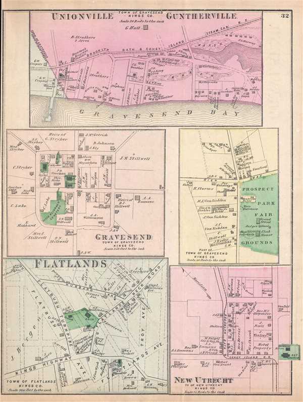 Unionville Guntherville, Town of Gravesend, Kings Co. / Gravesend, Town of Gravesend, Kings Co. / Part of Town of Gravesend, Kings Co. / Flatlands, Town of Flatlands, Kings Co./ New Utrecht, Tn of New Utrecht, Kings Co. - Main View