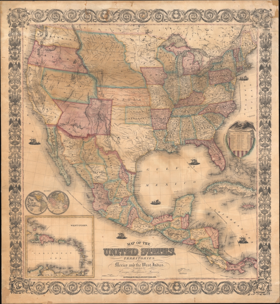 Map of the United States, with its Territories; also Mexico and the West Indies. - Main View