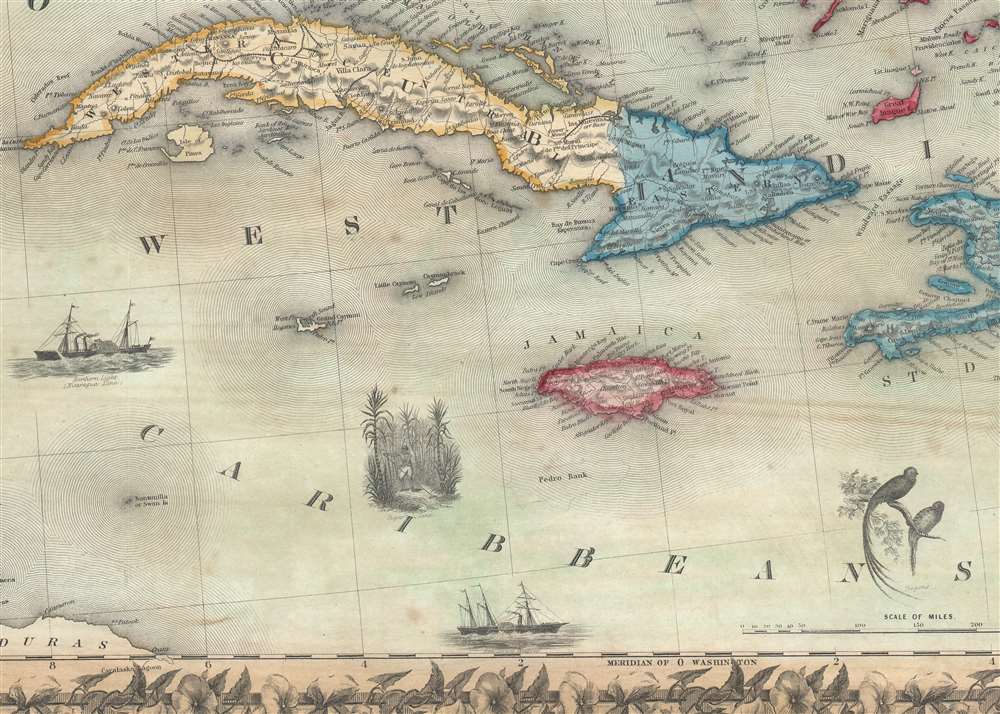 Colton's map of the United States of America, the British provinces, Mexico and the West Indies. Showing the country from the Atlantic to the Pacific Ocean. - Alternate View 2