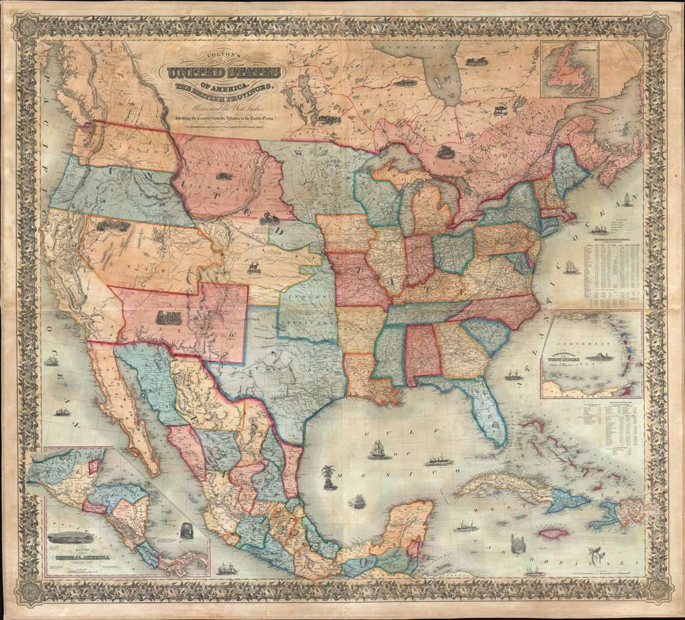 Coltons Map Of The United States Of America The British Provinces