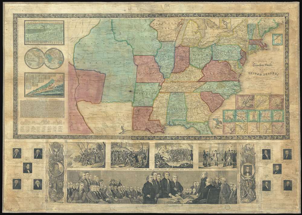 Ensign's Travellers' Guide, and Map of the United States, containing the Roads, Distances, Steam Boat and Canal Routes and c. - Main View