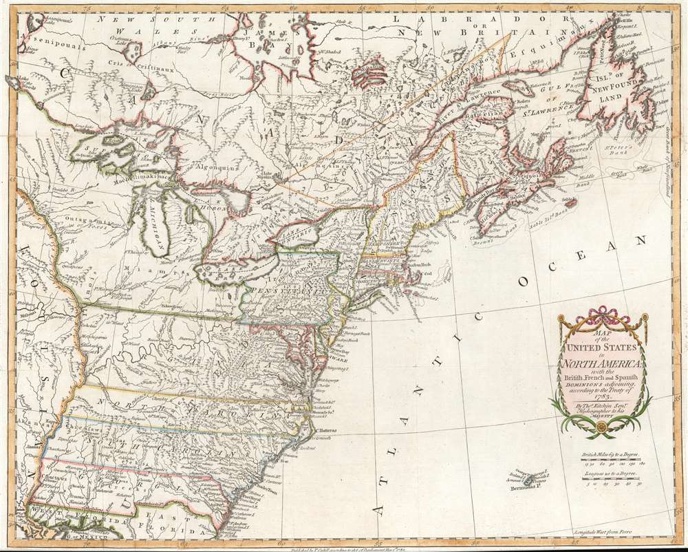 Map of the United States in North America: with the British, French and Spanish Dominions adjoining, according to the Treaty of 1783. - Main View